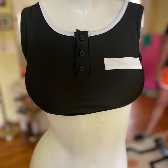 Demon Slayer Tengen Uzui Black and White Graphic Swim Top - Picture 3 of 4